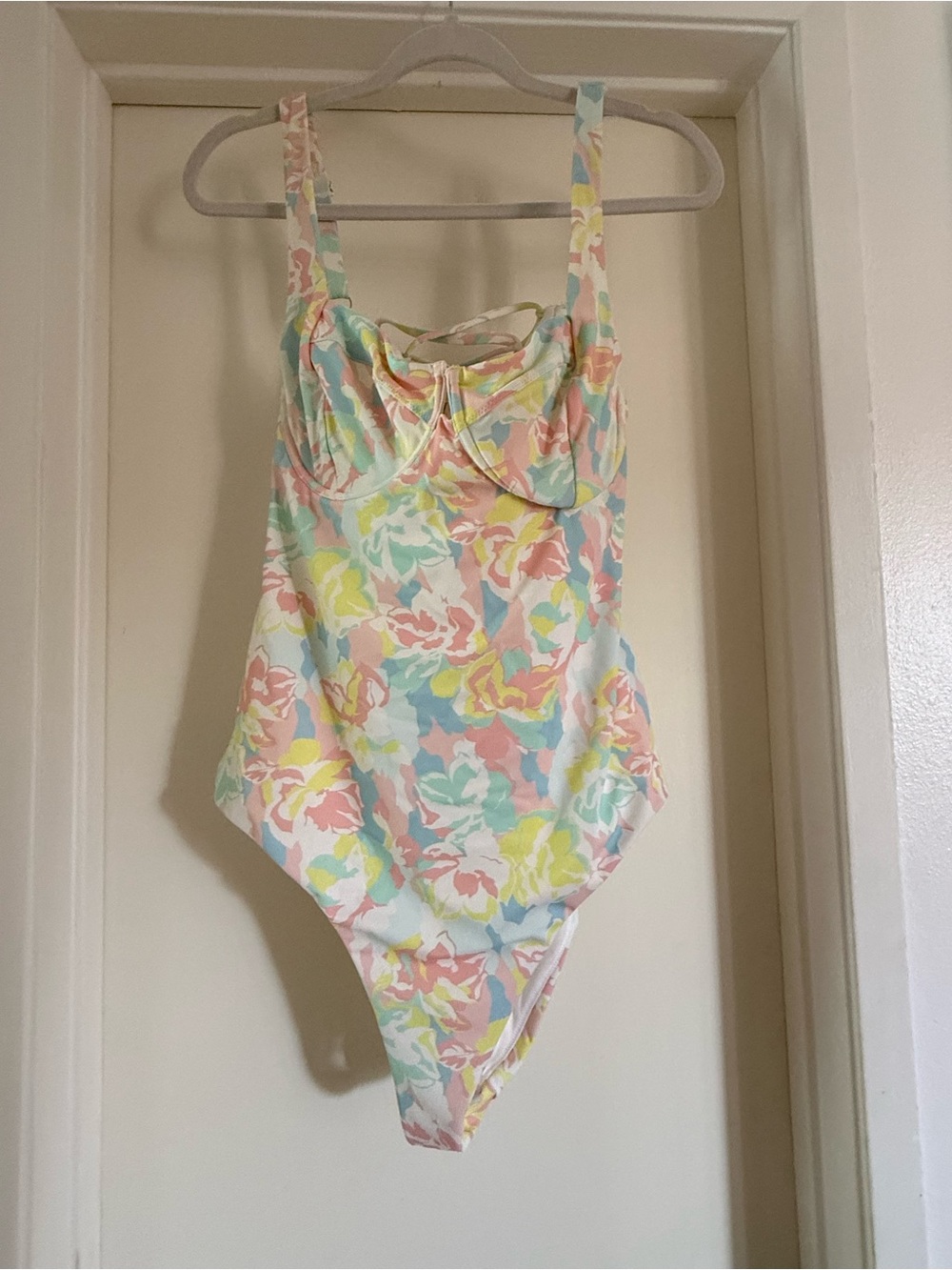 Victoria's Secret White Swim Top with Pink Logo Print